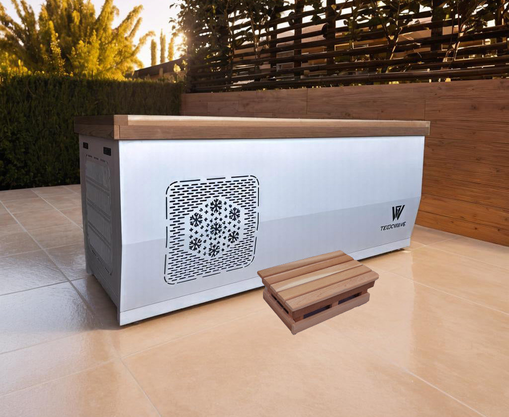 Our Signature ice bath & cold plunge combo, featuring a compact ice bath chiller and filtration system, marries high performance with luxury.